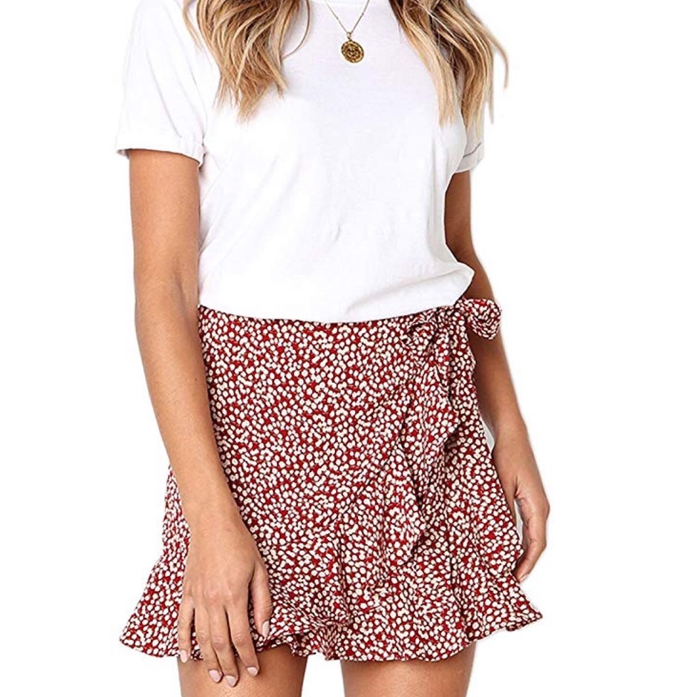 Red mini skirt